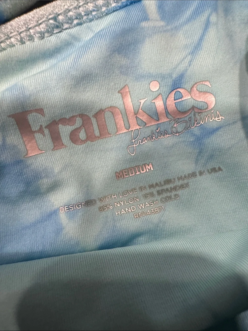 Frankie's Bikinis Blue & Aqua Velvet One-Shoulder Bikini Set size M/L